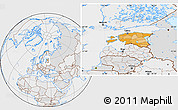 Political Location Map of Estonia, lighten, desaturated