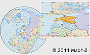 Political Location Map of Estonia, lighten, land only