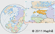 Political Location Map of Estonia, lighten