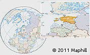 Political Location Map of Estonia, lighten, semi-desaturated