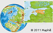 Political Location Map of Estonia, physical outside