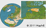 Political Location Map of Estonia, satellite outside