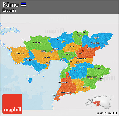 Political 3D Map of Pärnu, single color outside