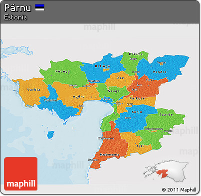 Political 3D Map of Pärnu, single color outside