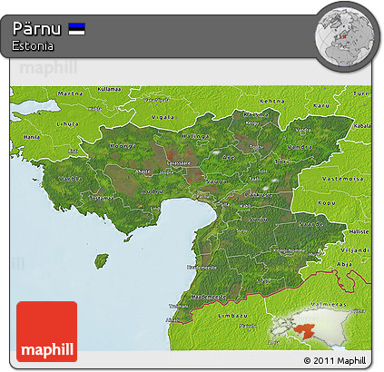 Satellite 3D Map of Pärnu, physical outside