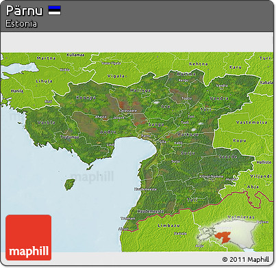 Satellite 3D Map of Pärnu, physical outside