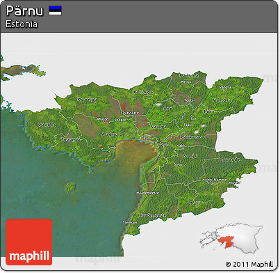 Satellite 3D Map of Pärnu, single color outside