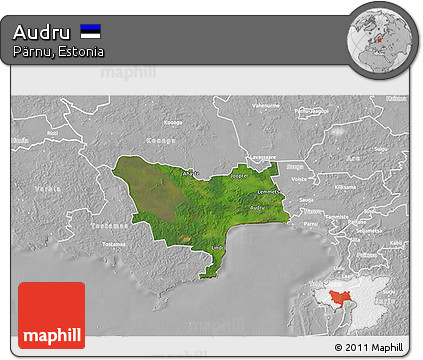Satellite 3D Map of Audru, lighten, desaturated