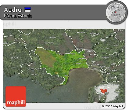 Satellite 3D Map of Audru, semi-desaturated