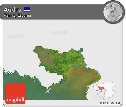 Satellite 3D Map of Audru, single color outside