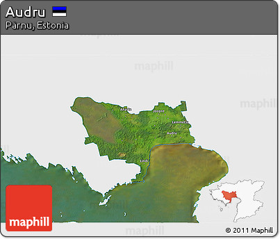 Satellite 3D Map of Audru, single color outside