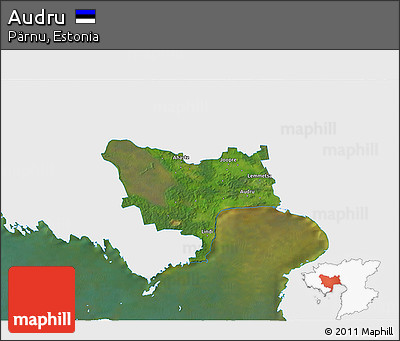 Satellite 3D Map of Audru, single color outside