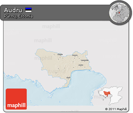 Shaded Relief 3D Map of Audru, single color outside