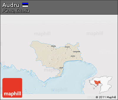 Shaded Relief 3D Map of Audru, single color outside