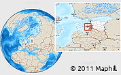 Shaded Relief Location Map of Audru, highlighted country, highlighted parent region