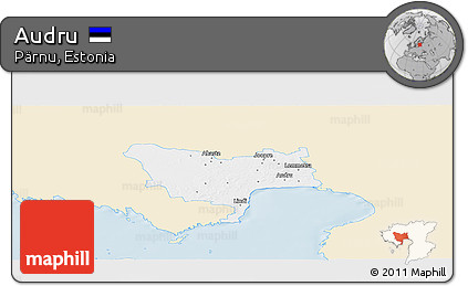 Classic Style Panoramic Map of Audru, single color outside