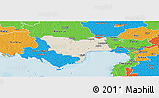 Shaded Relief Panoramic Map of Audru, political outside
