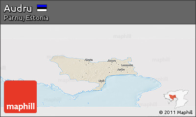 Shaded Relief Panoramic Map of Audru, single color outside