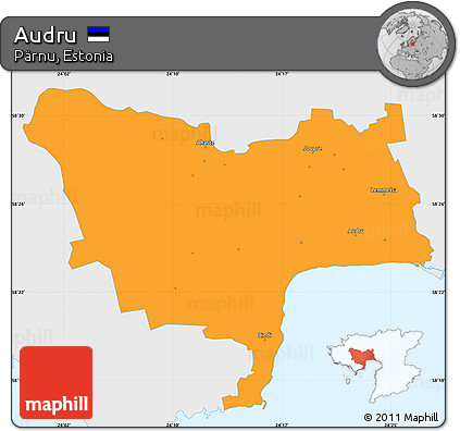 Political Simple Map of Audru, single color outside