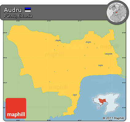 Savanna Style Simple Map of Audru, single color outside