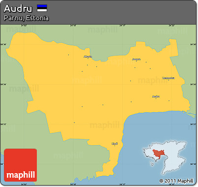 Savanna Style Simple Map of Audru, single color outside