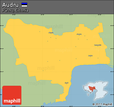 Savanna Style Simple Map of Audru, single color outside
