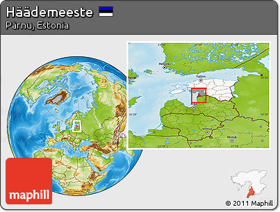 Physical Location Map of Häädemeeste, highlighted country, highlighted parent region