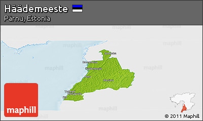 Physical Panoramic Map of Häädemeeste, single color outside
