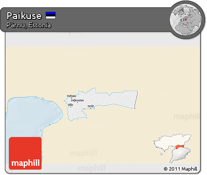 Classic Style 3D Map of Paikuse, single color outside