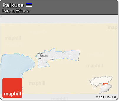 Classic Style 3D Map of Paikuse, single color outside