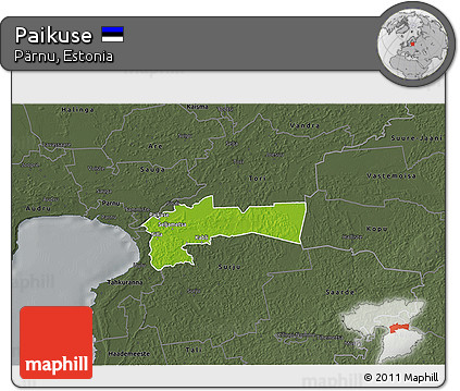 Physical 3D Map of Paikuse, darken, semi-desaturated