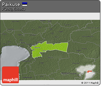 Physical 3D Map of Paikuse, darken, semi-desaturated