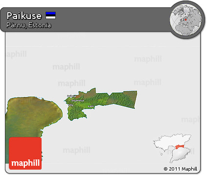 Satellite 3D Map of Paikuse, single color outside