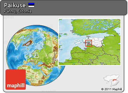 Physical Location Map of Paikuse, highlighted country, highlighted parent region, within the entire country