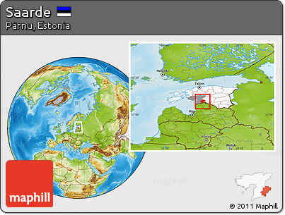 Physical Location Map of Saarde, highlighted country, highlighted parent region, within the entire country