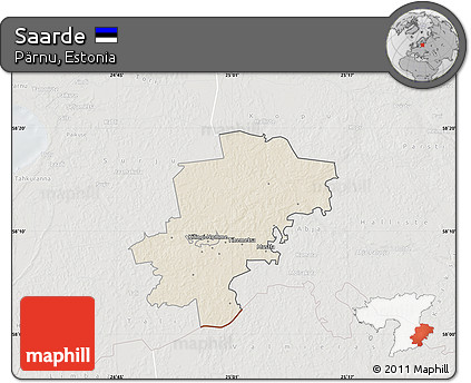 Shaded Relief Map of Saarde, lighten, semi-desaturated