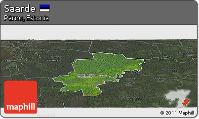 Satellite Panoramic Map of Saarde, darken, semi-desaturated
