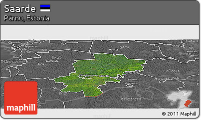 Satellite Panoramic Map of Saarde, desaturated