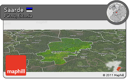 Satellite Panoramic Map of Saarde, semi-desaturated