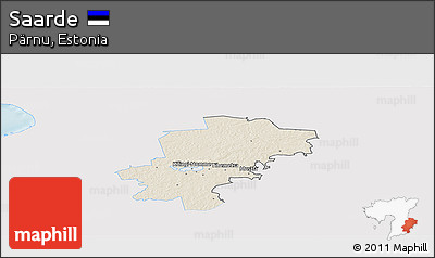 Shaded Relief Panoramic Map of Saarde, single color outside