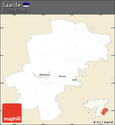 Classic Style Simple Map of Saarde, single color outside