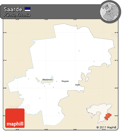 Classic Style Simple Map of Saarde, single color outside