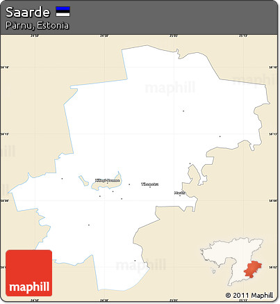 Classic Style Simple Map of Saarde, single color outside