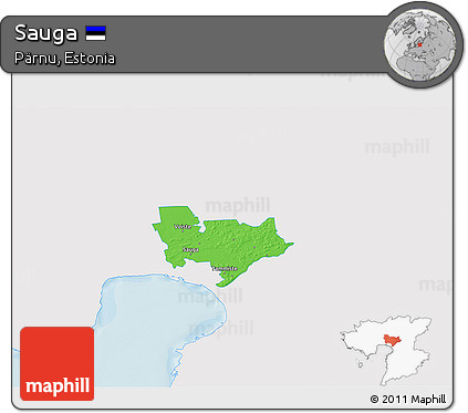Political 3D Map of Sauga, single color outside