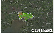Satellite 3D Map of Sauga, darken, semi-desaturated