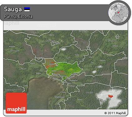 Satellite 3D Map of Sauga, semi-desaturated