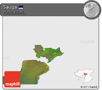 Satellite 3D Map of Sauga, single color outside