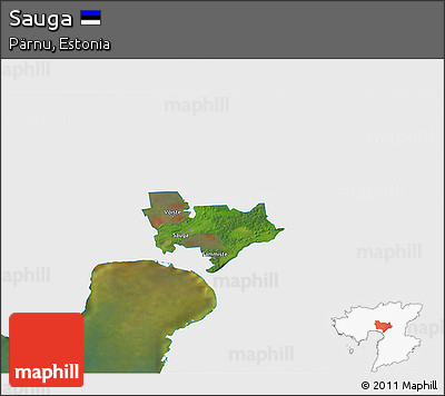 Satellite 3D Map of Sauga, single color outside