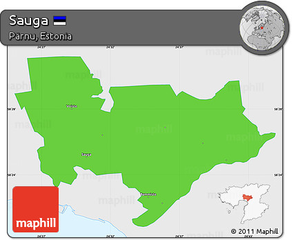 Political Simple Map of Sauga, single color outside