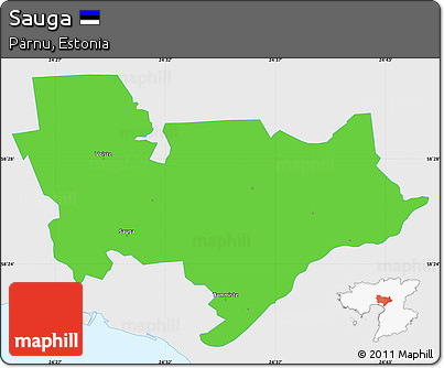 Political Simple Map of Sauga, single color outside